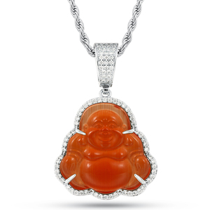 Gaya Hip-hop, warna es, merah muda, hijau, merah, batu akik, liontin Buddha giok - Product Image 3