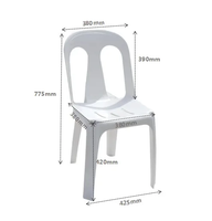 Chaises en plastique PP modernes et confortables avec dossier, certifiées ISO 9001, pour salle à manger, cafétéria et jardin (vente en gros)