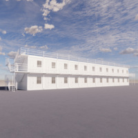 Maison préfabriquée modulaire en conteneurs, bâtiment en acier isolé à 2 étages pour l'hébergement sur chantier, logement temporaire et secours