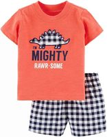 Hete Zomeruitverkoop 2 stuks 100% katoen jongens casual kledingset zachte shell T-shirts met dierenprint BKD merk gemaakt in China