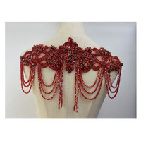 Applique florale 3D perlée de haute qualité avec pompon et strass lourds scintillants pour panneau de corsage, accessoires de décoration de robe de luxe DIY