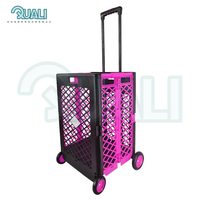 Quali Mesh Style transporteur de stockage écologique capacité 60L chariot pliant en plastique logos de couleurs personnalisées pour une utilisation intérieure/extérieure