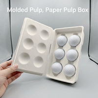Boîte d'emballage pour balles de golf en pulpe moulée biodégradable avec logo personnalisé, boîte cadeau en pulpe de papier écologique, vente en gros