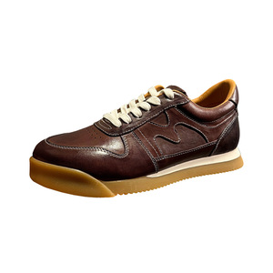Men's <b>Leather</b> Training Shoes Brown Soft Sole Low Heel Casual <b>Sneakers</b> Daily Wear - Product Image 5
