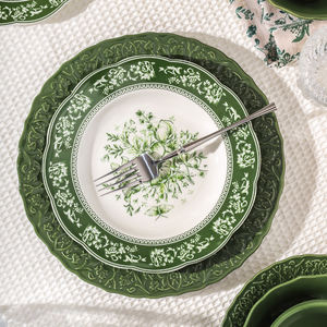 Vajilla de Cerámica Europea Clásica Retro, Platos y Tazones de Porcelana Ecológicos, Verde Oscuro de Lujo para Uso en Restaurantes y Hoteles - Product Image 6