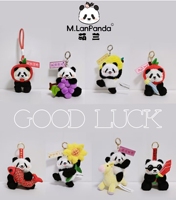 Gantungan Kunci Boneka Panda Custom 10 cm, Bahan Katun Poliester, Mainan Boneka Isi Dakron, Hiasan Tas Sekolah