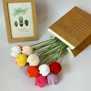 Wholesale Hand-<strong>Knitted</strong> Tulip <strong>Flowers</strong> High-Quatily <strong>Flower</strong> <strong>Crochet</strong> <strong>Flower</strong> Bouquet Home Car Decor Holiday Gifting - Product Image 3