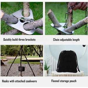 Juego <span class=keywords><strong>de</strong></span> trípode para acampar Make Fire and Campfire que incluye Sierra para acampar <span class=keywords><strong>de</strong></span> pedernal y trípode para acampar para cocinar - Product Image 6