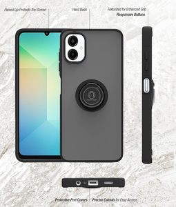 Fundas de teléfono móvil con soporte de anillo <span class=keywords><strong>para</strong></span> <span class=keywords><strong>Samsung</strong></span> <span class=keywords><strong>Galaxy</strong></span> A06 A16 A36 A56, soporte giratorio, funda trasera de teléfono mate dura de goma suave - Product Image 3