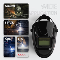 YEESTECH Helm Las Penggelap Otomatis Tenaga Surya Pemblokir Cahaya Biru Penutup Wajah yang Dapat Disesuaikan 3.5/9-13 2 Sensor Busur Api