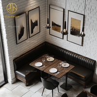 Table et chaises carrées en pierre ensembles de meubles de restaurant en cuir contemporain canapé-cabine café
