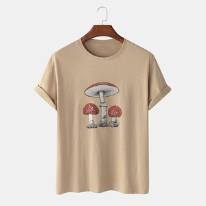 Custom <b>Mushroom</b> Graphic Print T <b>Shirt</b> Premium Cotton Casual Half Sleeve Streetwear Tee Wholesale - Product Image 1