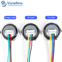 Interrupteurs à bouton-poussoir miniatures LED tricolores de 22 mm, en acier inoxydable, courts, ultra-minces, étanches, à action momentanée, câble 12V24V 1NO, métal noir