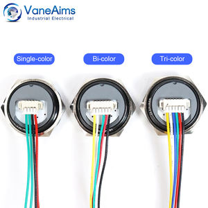 22mm Tri-Color LED Mini <strong>Push</strong> <strong>Button</strong> Switches Stainless Steel Short Ultrathin Waterproof Momentary Cable 12V24V 1NO Black Metal - Product Image 5