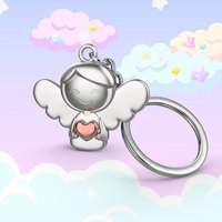 Porte-clés en alliage Ailes d'Ange Argentées, Style Mignon, Personnalisable, Breloque de Sac Haut de Gamme, Style Instagram X-1820