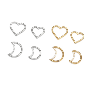 YW-anillo de acero inoxidable con forma de corazón y Luna, <span class=keywords><strong>Piercing</strong></span> para la nariz, color dorado - Product Image 1