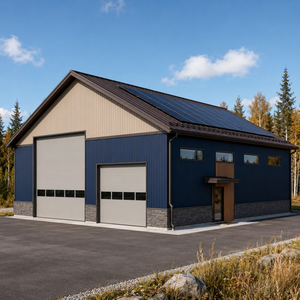 <span class=keywords><strong>Garage</strong></span> préfabriqué en structure acier isolé, Canada, panneaux sandwich PU Q355B, charge de neige élevée, bâtiment solaire - Product Image 2