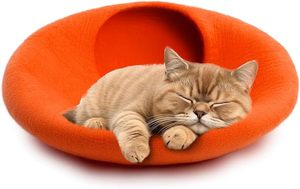 100% Merinowolle Katzen höhlen bett Handgemachtes Haustier bett aus massivem Filz für Katzen und Kätzchen im Innenbereich - Product Image 3