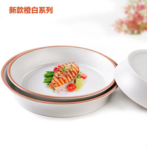 ชุดจานเมลามีนทรงกลมแบบเกาหลี สีส้มขาว สำหรับราเมน หม้อไฟ ซุป ใช้ในโรงแรม - Product Image 3