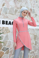 MOTIVE FORCE OEM Maillot de bain Burkini modeste de couleur unie personnalisé 3 pièces Maillot de bain de plage à manches longues avec fermeture éclair Maillot de bain musulman