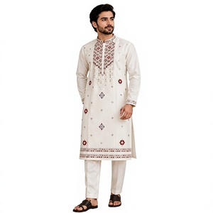 Conjunto de Kurta Morado Tejido con Lentejuelas y Bordado Zari para Niños y Hombres, Ropa de Fiesta, Traje Formal Festivo - Product Image 2