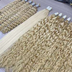 Extensions de cheveux humains blonds 613 en vrac pour le marché européen et russe, cheveux bouclés naturels, 100 % cuticules alignées, fournisseur de cheveux vietnamiens - Product Image 3