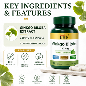 Capsules de Ginkgo Biloba GMP Shecome, complément alimentaire pour la mémoire, améliore les fonctions cérébrales et la vigilance mentale, capsules de Ginkgo Biloba - Product Image 4