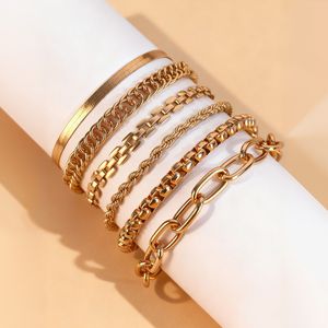 European and American cross-border alloy 6-piece <b>set</b> hip-hop Cuban twisted chain <b>bracelet</b> punk metal twisted rope chain bangle - Product Image 3