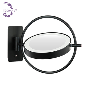Nueva moda negro montado en la pared plegable baño <span class=keywords><strong>maquillaje</strong></span> <span class=keywords><strong>luz</strong></span> LED <span class=keywords><strong>espejo</strong></span> Hotel vanidad espejos - Product Image 1