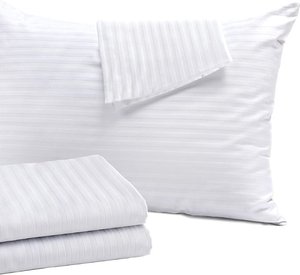 Juego de funda de almohada blanca para ropa de cama de hotel de lujo de alta calidad, 48x73x12 cm en satén TC 300 - Product Image 3