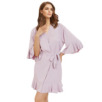 Robes à volants en coton pour demoiselle d'honneur Robe Mariage Femme De soirée Sexy Satin vêtements de nuit pyjamas en soie mère des robes de mariée