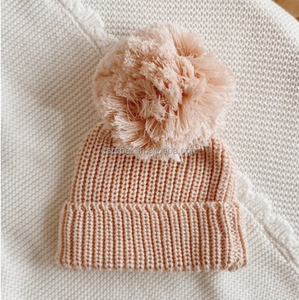 <span class=keywords><strong>Bonnet</strong></span> en tricot à <span class=keywords><strong>gros</strong></span> <span class=keywords><strong>pompon</strong></span> fait main 100% coton, chaud pour l'extérieur, <span class=keywords><strong>bonnet</strong></span> côtelé épais pour bébé nouveau-né, unisexe - Product Image 6