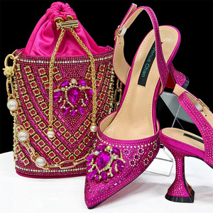 Shoe and <b>bag</b> set combination - Pointed-toe women's large-size high-heeled shoes - Wedding shoes paired with bucket <b>bag</b> - Product Image 5
