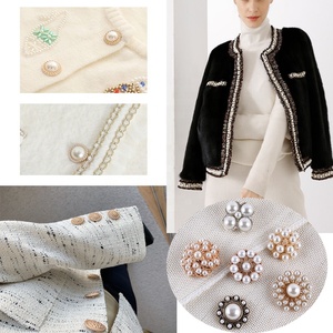 Cao Cấp Kim Loại Rhinestone Pha Lê Đá Ngọc Trai Tack Shank Chank Hollow May Đồ Trang Sức Nút Cho Phụ Nữ Của Áo Gió - Product Image 3