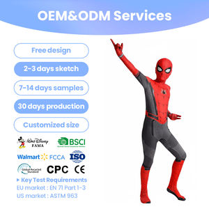 Traje de Spiderman para Niños, Disfraz de Superhéroe, Mono Rojo y Negro de Cuerpo Entero con Máscara Frontal - Product Image 2