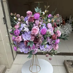 Custom Purple Silk Flower Ball for Wedding Centerpiece