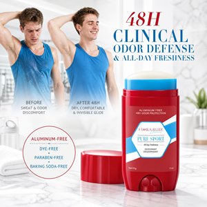 Desodorante en Barra Sin Aluminio al Por Mayor para Hombre, 48H, Pure Sport, Protección Contra Olores de Bergamota, Sándalo y Madera de Cedro, OEM - Product Image 2