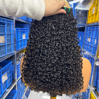 Extensions de cheveux humains vierges bruts bouclés birmans, qualité 12A, super double drawn, coupe pixie, cuticules alignées, vente chaude