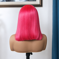 Perruque Bob Courte Droite Ombrée P4/27 avec Mèches, Cheveux Humains Bruns et Blonds, Lace Frontale Pré-Pluckée, Couleur Piano, Vente Directe Usine