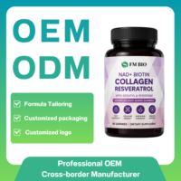 Complément Alimentaire en Gummies OEM ODM NAD+ Collagène Resvératrol Biotine Kératine Zinc Vitamine D3 K2, 60 Unités