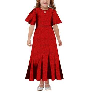 Nuovo stile hawaiano colletto a goccia Design per bambine abito lungo per bambini taglia in abiti da donna svasati vestiti per ragazze per bambini - Product Image 4