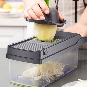 Multifunctional Stainless Steel 7-Piece Manual Vegetable Slicer Press Knife Container for Cucumbers <b>Garlic</b>-Easy Clean Kitchen - Product Image 2