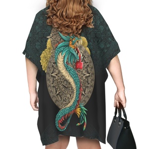 Impresión a pedido, Guerrero Azteca personalizado, patrón Maya mexicano, Logo, ropa <span class=keywords><strong>de</strong></span> verano para mujer, camisa para cubrir <span class=keywords><strong>la</strong></span> playa, Mini vestido informal <span class=keywords><strong>de</strong></span> fiesta - Product Image 6