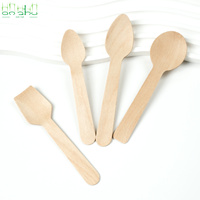 Mini cuillère à goûter en bois de 3.75 \ "imprimée sur mesure Cuillère jetable biodégradable écologique pour le camping