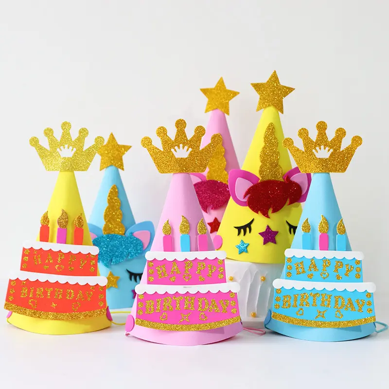 新しい子供の誕生日パーティー用品EVAバースデーハットパーティーケーキデコレーションクラウンハット