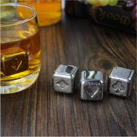 Glaçons de pierres de whisky de Poker réutilisables en acier inoxydable, fabricant Direct