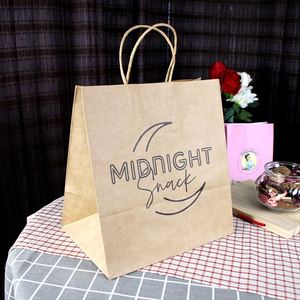 Shopping Packaging Exhibitions Cakes <b>Bread</b> <b>Bag</b> Eco-Friendly Recycled Kraft Paper <b>Bags</b> with Handles for Food Gifts - Product Image 6