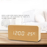 Digital Jam Alarm Kreatif Fashion dengan Suhu Ruangan dan Kelembaban Kayu Digital Jam Meja Kayu Desktop Watch