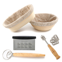 Lot de 3 paniers ovales en rotin 100 % naturel faits à la main pour la levée du pain au levain, écologiques, pour la cuisine domestique, compatibles four