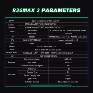 Nuevo Modelo 2026 R36MAX 2 Consola de Juegos Portátil con 22000 Juegos, Dispositivo de Juego Retro Portátil con Pantalla IPS, Wi-Fi, Batería de 4000 mAh y <span class=keywords><strong>Emulador</strong></span> - Product Image 6